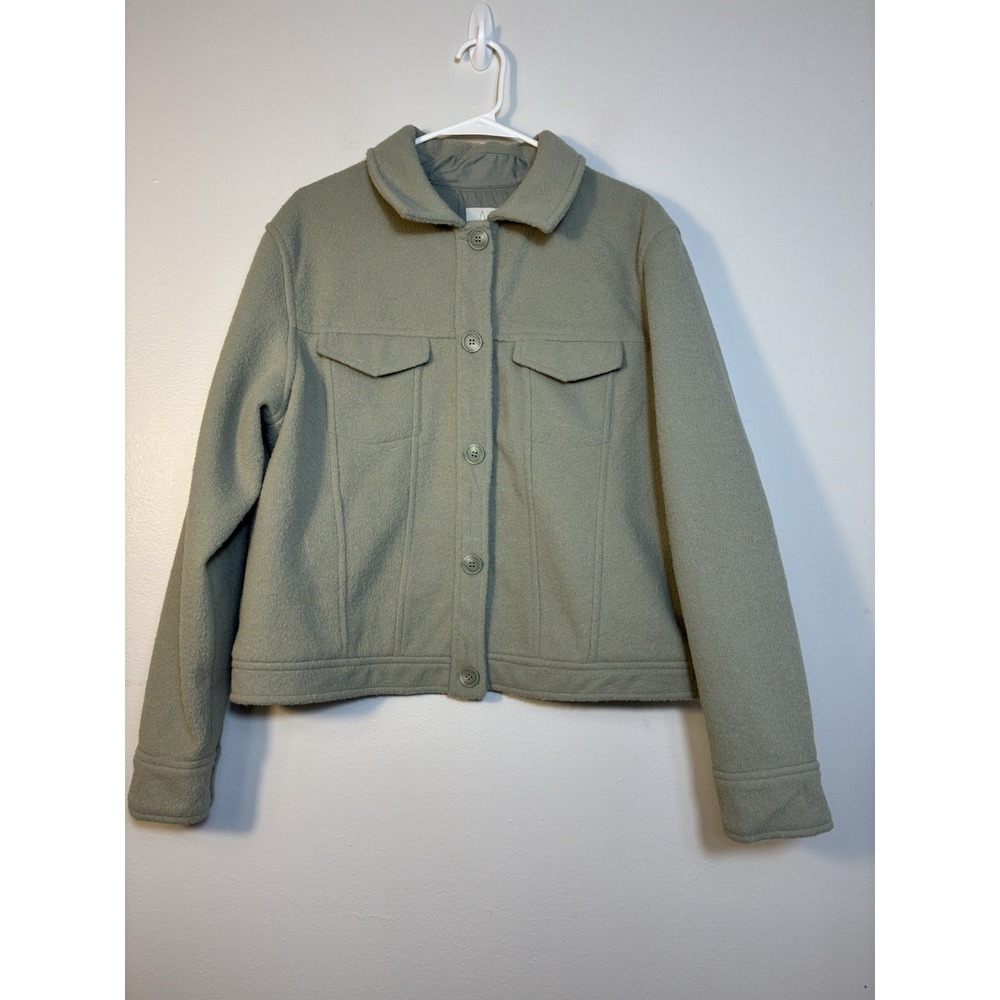 Joie Sz Xl Sage green jacket shacket Button Front Preppy Casual minimalist